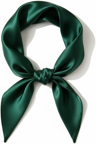 Green Satin Neck Scarf for Women - Silk Feeling Square 27x27 Inches for Hair, Handkerchief & Head Wrap in Saudi Arabia