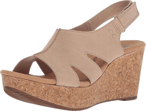 Clarks Womens Annadel Bari Wedges Sandals ، Sand Nubuck ، 12 Wide US in Saudi Arabia