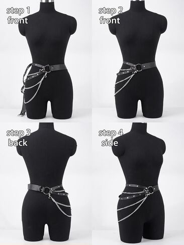 Women’s Adjustable Waist Belt with Chain Layer – Faux Leather Double Strap Belt with Alloy Ring – Minimalist Streetwear Accessory for Festival, Photoshoot, Outfit Styling(Fit waist 26.0-34.3in) in Saudi Arabia