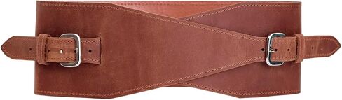 Leather Wide Waist Belt for Women - Genuine Leather Waist Cincher Belt, Wide Corset 3.9", Fashion Belt for Dresses, Tunics and Coats, Waist Size 29"-32", Warm Brown in Kuwait