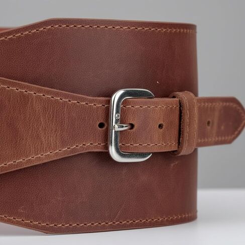 Leather Wide Waist Belt for Women - Genuine Leather Waist Cincher Belt, Wide Corset 3.9", Fashion Belt for Dresses, Tunics and Coats, Waist Size 29"-32", Warm Brown in Kuwait