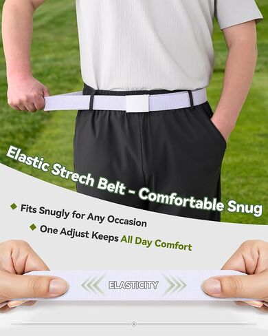 Mile High Life Stretch Canvas Belt for Men, Golf Casual Elastic Web Belt, Top Military Buckle, Adjustable Cut to Fit in Kuwait