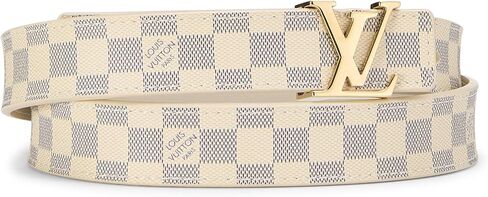 Louis Vuitton Pre-loved White Damier Azur LV Intiales Belt 80, White in Saudi Arabia