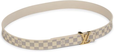 Louis Vuitton Pre-loved White Damier Azur LV Intiales Belt 80, White in Saudi Arabia
