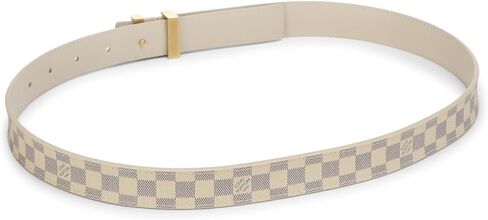 Louis Vuitton Pre-loved White Damier Azur LV Intiales Belt 80, White in Saudi Arabia