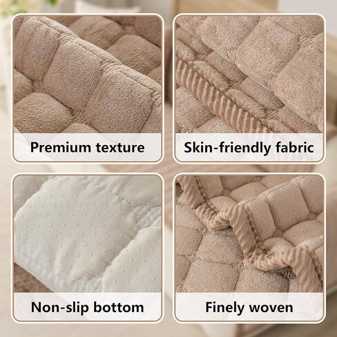 Premium Velvet Washable Dog Couch Cover, Non Slip Sofa Cover for 3 Cushion, L Shaped Waterproof Fumiture Protector Covers(1PC/27.6"x94.5",Khaki) in Saudi Arabia