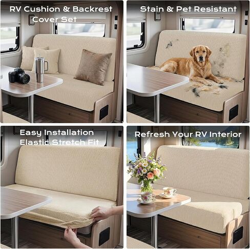 NILUOH Washable RV Sofa Cushion & Backrest Cover Set – Elastic Stretch RV Dinette Cushion Covers, Pet & Kid Friendly, Dust-Proof Furniture Protector for Camper & RV Decor in Saudi Arabia