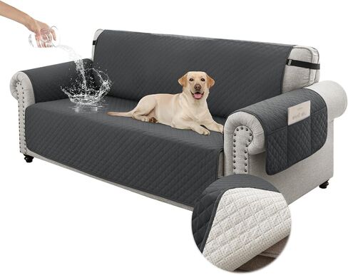 100% Waterproof Couch Cover for Dogs with Non-Slip & Side Pockets 23", Furniture Protector Sofa Covers, Washable Cushion Covers for Pets Kids Cat-Armchair Darkbrown in Saudi Arabia