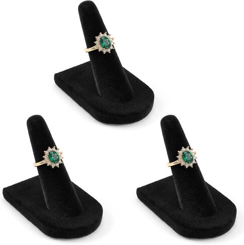 3pcs Ring Display Black Velvet Ring Holder Display for Jewelry Stand Single Jewelry Displays Stands Rings Organizer for Rings Storage in Kuwait