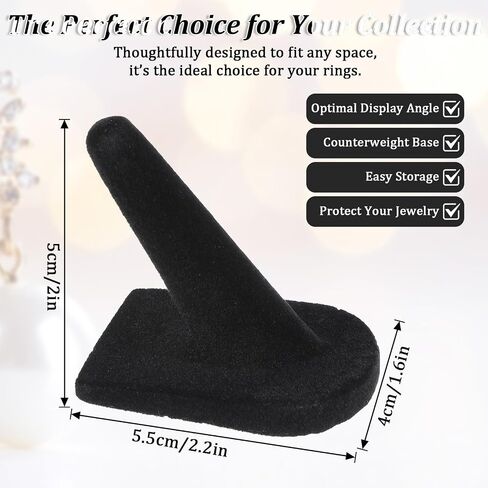 3pcs Ring Display Black Velvet Ring Holder Display for Jewelry Stand Single Jewelry Displays Stands Rings Organizer for Rings Storage in Kuwait