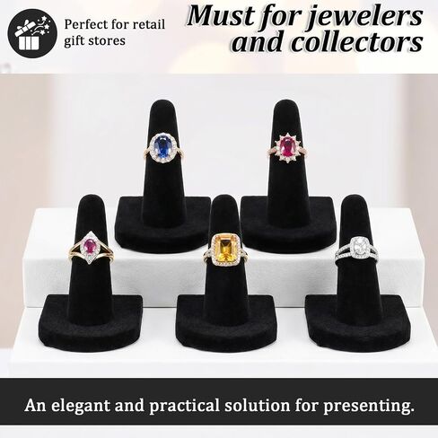 3pcs Ring Display Black Velvet Ring Holder Display for Jewelry Stand Single Jewelry Displays Stands Rings Organizer for Rings Storage in Kuwait