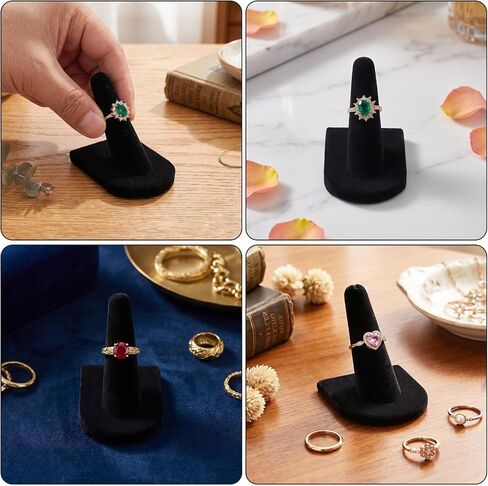 3pcs Ring Display Black Velvet Ring Holder Display for Jewelry Stand Single Jewelry Displays Stands Rings Organizer for Rings Storage in Kuwait