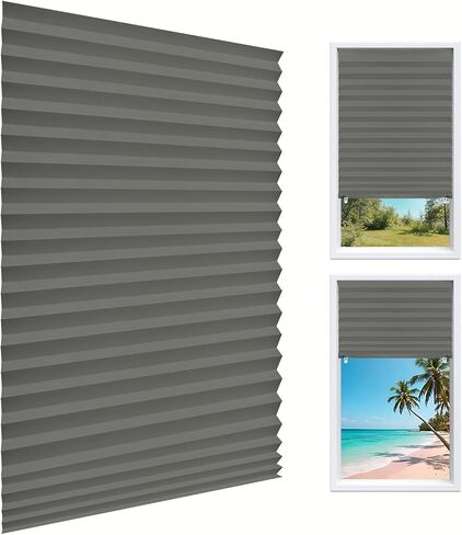 6Pcs Temporary Light Filtering Paper Shades for Windows Pleated Blinds with Adhesive,No Tools No Drilling Free Cut Size Temporary Room Darkening Shades CurtainType Rectangular Semi Blackout in Saudi Arabia