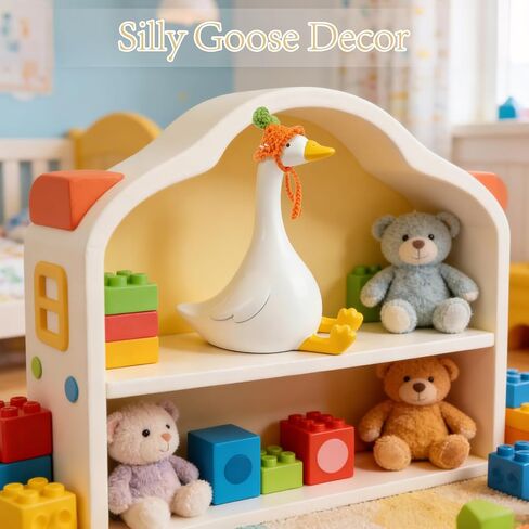 THAWAY Desk Goose with Outfits Set, 7 Inch Goose Decor with 6 Knitting Hats & 6 Sunglasses, Cute Desk Accessories for Women Gifts Office Decor in Saudi Arabia