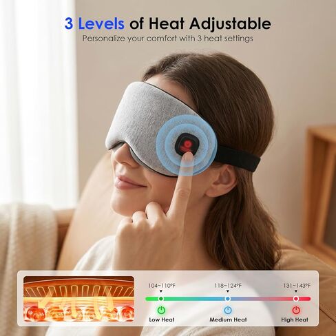 Akakios Heated Eye Mask for Dry Eyes, Cordless Eye Heating Pad with 3 Temperature Modes, Improved Sleep, Eye Warmer Compress for Travel with Replaceable Washable Cover (Gray) in Saudi Arabia