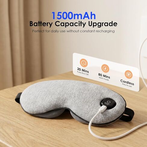 Akakios Heated Eye Mask for Dry Eyes, Cordless Eye Heating Pad with 3 Temperature Modes, Improved Sleep, Eye Warmer Compress for Travel with Replaceable Washable Cover (Gray) in Saudi Arabia