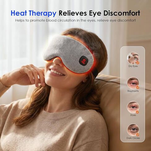 Akakios Heated Eye Mask for Dry Eyes, Cordless Eye Heating Pad with 3 Temperature Modes, Improved Sleep, Eye Warmer Compress for Travel with Replaceable Washable Cover (Gray) in Saudi Arabia