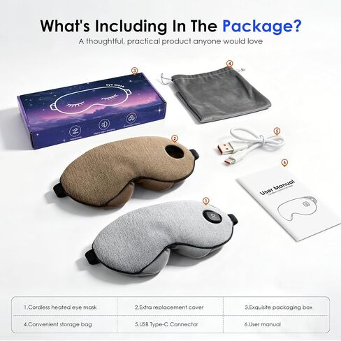 Akakios Heated Eye Mask for Dry Eyes, Cordless Eye Heating Pad with 3 Temperature Modes, Improved Sleep, Eye Warmer Compress for Travel with Replaceable Washable Cover (Gray) in Saudi Arabia