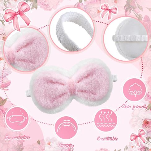 Geyoga Kids Sleep Masks for Girls with Gift Box Pink Bow Girls Plush Sleeping Eye Cover Soft Eye Blindfold Cover Animal Shade for Toddlers Birthday Party Gift, Travel, Nap, Night Sleep in Saudi Arabia