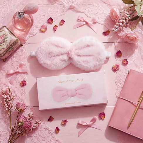 Geyoga Kids Sleep Masks for Girls with Gift Box Pink Bow Girls Plush Sleeping Eye Cover Soft Eye Blindfold Cover Animal Shade for Toddlers Birthday Party Gift, Travel, Nap, Night Sleep in Saudi Arabia