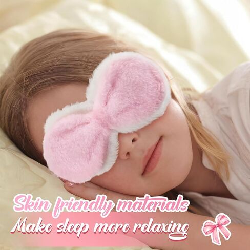 Geyoga Kids Sleep Masks for Girls with Gift Box Pink Bow Girls Plush Sleeping Eye Cover Soft Eye Blindfold Cover Animal Shade for Toddlers Birthday Party Gift, Travel, Nap, Night Sleep in Saudi Arabia