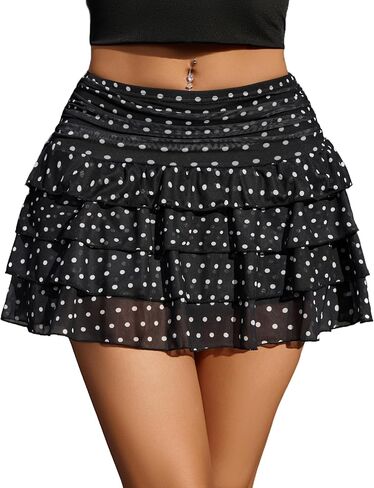 Avidlove Mini Skirt Women's Mesh Flowy Ruffle Tiered Short Skirt Y2k Layered Lingerie Skirts XS-XXL in Kuwait