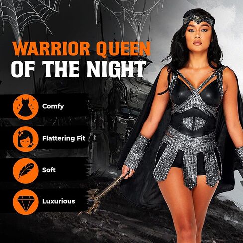 Roma Costume Women's 5pc Warrior Princess Costume, Black/Grey, Small (5088) in Kuwait