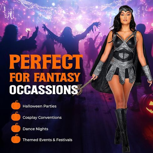 Roma Costume Women's 5pc Warrior Princess Costume, Black/Grey, Small (5088) in Kuwait