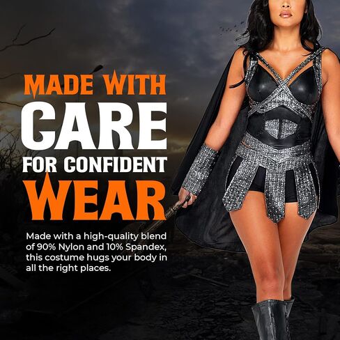 Roma Costume Women's 5pc Warrior Princess Costume, Black/Grey, Small (5088) in Kuwait