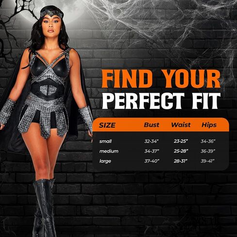 Roma Costume Women's 5pc Warrior Princess Costume, Black/Grey, Small (5088) in Kuwait