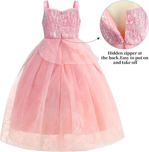 Witch Dress for Girls Princess Glitter Pink Costumes Girls Bubble Tulle Sequins Dress Up for Halloween Cosplay in Saudi Arabia