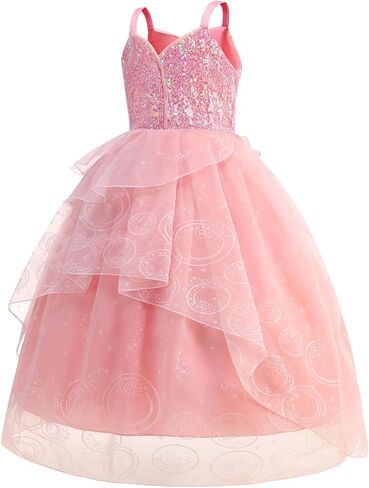 Witch Dress for Girls Princess Glitter Pink Costumes Girls Bubble Tulle Sequins Dress Up for Halloween Cosplay in Saudi Arabia