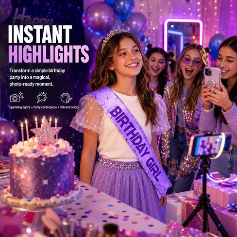 Birthday Girl Sash Purple Lightning Party Accessory for Women, Satin Birthday Decorations Inspired by Fantasy Hunter Concert Theme, Stylish Party Favor Outfit for Celebration Photos in Saudi Arabia