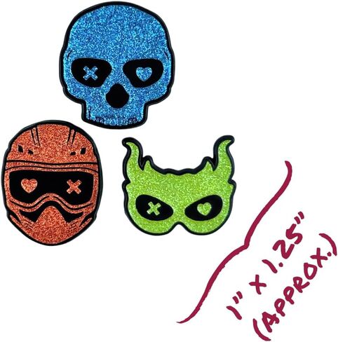 ConQuest Journals Into Darkness Masked Men Glitter Enamel Pin 3-Pack, Straight Post, Rubber Backers, Pins for Jacket, Tote & More, Navessa Allen Lights Out Caught Up Game On Masks, Officially Licensed in Kuwait