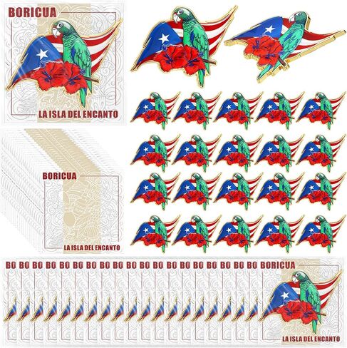 20 Set Puerto Rico Pin Set Bulk Puerto Rican Themed Decorations Enamel Lapel Brooch and Cards Opp Bags for Patriotic Festival Party Supplies in Saudi Arabia
