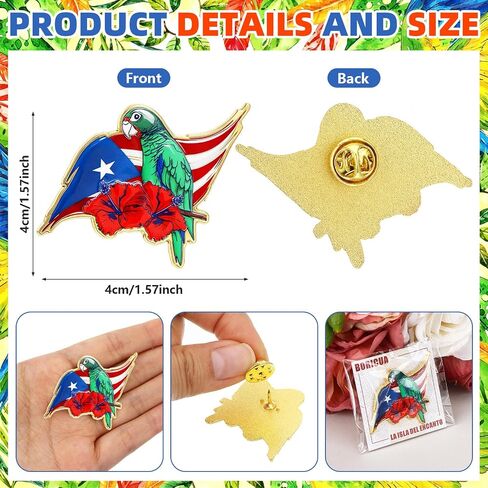 20 Set Puerto Rico Pin Set Bulk Puerto Rican Themed Decorations Enamel Lapel Brooch and Cards Opp Bags for Patriotic Festival Party Supplies in Saudi Arabia