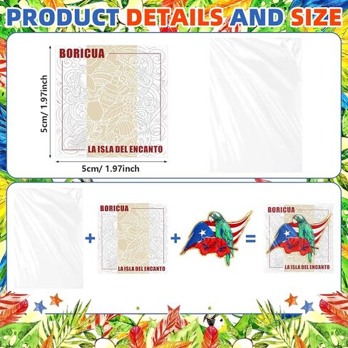 20 Set Puerto Rico Pin Set Bulk Puerto Rican Themed Decorations Enamel Lapel Brooch and Cards Opp Bags for Patriotic Festival Party Supplies in Saudi Arabia