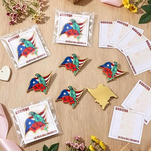 20 Set Puerto Rico Pin Set Bulk Puerto Rican Themed Decorations Enamel Lapel Brooch and Cards Opp Bags for Patriotic Festival Party Supplies in Saudi Arabia
