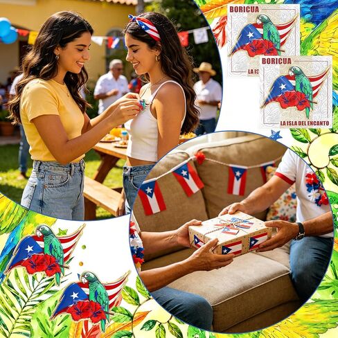 20 Set Puerto Rico Pin Set Bulk Puerto Rican Themed Decorations Enamel Lapel Brooch and Cards Opp Bags for Patriotic Festival Party Supplies in Saudi Arabia