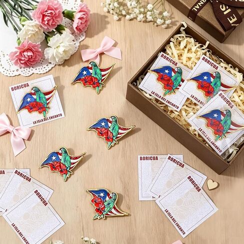 20 Set Puerto Rico Pin Set Bulk Puerto Rican Themed Decorations Enamel Lapel Brooch and Cards Opp Bags for Patriotic Festival Party Supplies in Saudi Arabia