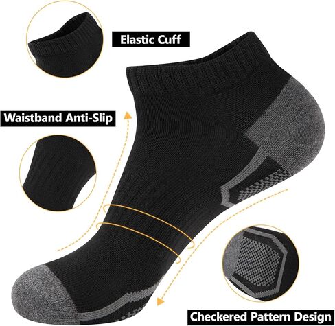 COOVAN Ankle Socks Men 7 Pack Checkered Pattern Comfort Wicking Athletic Socks for Men in Kuwait