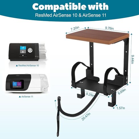 2-Tier Wall Mount CPAP Organizer,CPAP Hose Holder, Adjustable Hose & Mask Hanger, Bedside Storage Shelf Fits ResMed AirSense 11, Space-Saving & Easy Mounting in Saudi Arabia