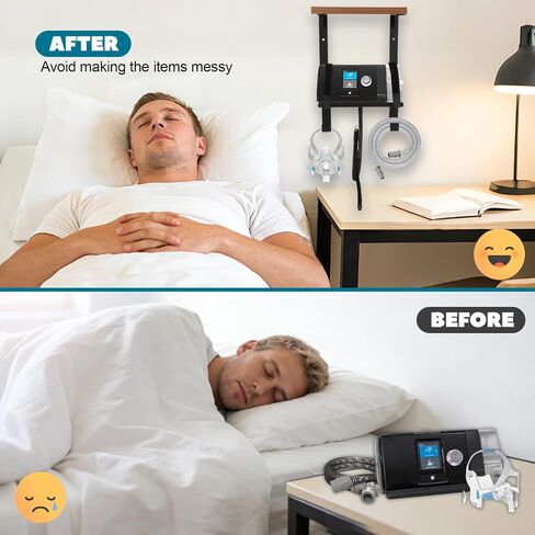 2-Tier Wall Mount CPAP Organizer,CPAP Hose Holder, Adjustable Hose & Mask Hanger, Bedside Storage Shelf Fits ResMed AirSense 11, Space-Saving & Easy Mounting in Saudi Arabia