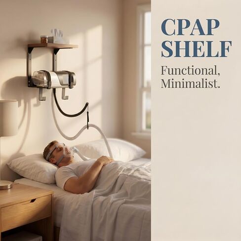 2-Tier Wall Mount CPAP Organizer,CPAP Hose Holder, Adjustable Hose & Mask Hanger, Bedside Storage Shelf Fits ResMed AirSense 11, Space-Saving & Easy Mounting in Saudi Arabia