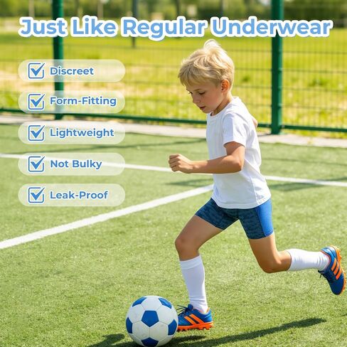 Carer Absorbent Boxer Briefs for Boys, Reusable Leak-Proof Pants with Front Absorbency, 4-Pack Washable Regular Underwear for Daytime Incontinence, Multi-Colored, Size 10 in Kuwait