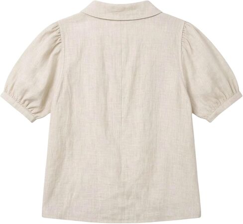 Womens Cotton Linen Button Up Shirts Puff Sleeve Summer Gauzy Tops Cute Doll Collar Plain Tunic Casual Dressy Blouses in Kuwait