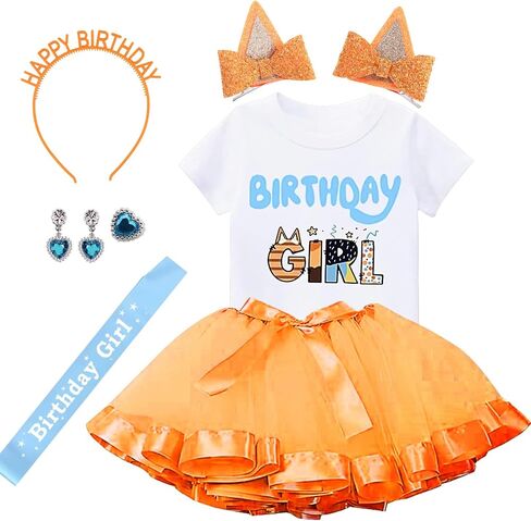 Birthday Themed Tutu Outfit Set with Short Sleeve Top, Sash, Headband - Versatile Party Celebration Outfit in Saudi Arabia