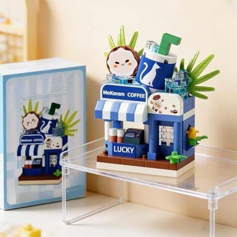 Coffee Shop Scene Assembly Model, Mini Street View Store Building Kit, Creative Desktop Ornament for Children Play & Collection in Kuwait