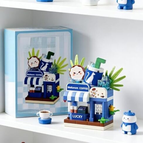 Coffee Shop Scene Assembly Model, Mini Street View Store Building Kit, Creative Desktop Ornament for Children Play & Collection in Kuwait