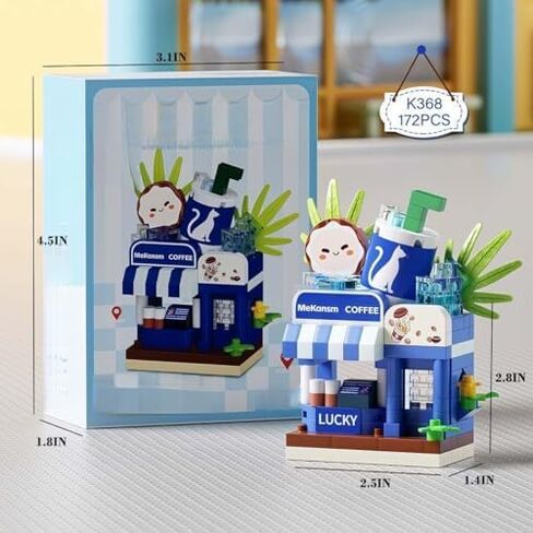 Coffee Shop Scene Assembly Model, Mini Street View Store Building Kit, Creative Desktop Ornament for Children Play & Collection in Kuwait